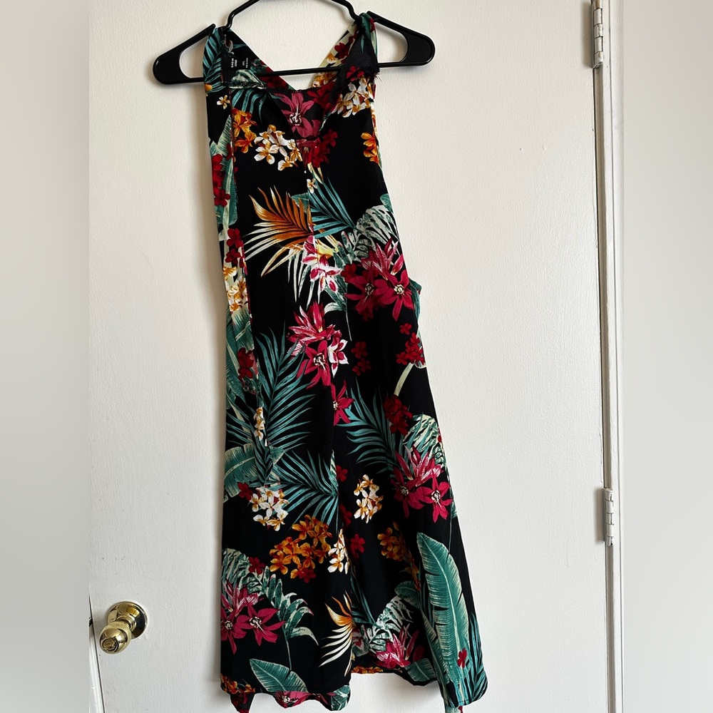 Black halter dress, white halter dress